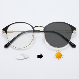 Photochromic Lens Metal Round Frame Sunglasses